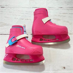 Bauer Lil' Champ Hockey Ice Skates Youth Size 8/9 Metal-Bladed Toddler Girl Colo